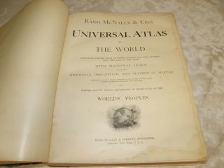 1899 RAND MCNALLY UNIVERSAL ATLAS OF THE WORLD INDEXED 3