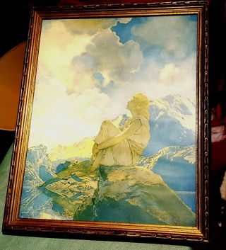 Old 1922 Maxfield Parrish Print Morning Great Orig.  Parrish Frame
