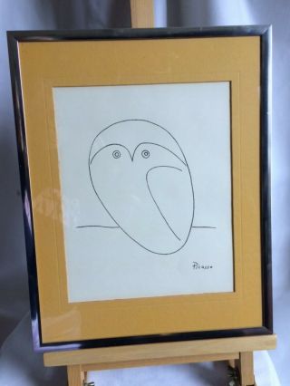 Vintage Pablo Picasso Art The Owl Lithograph Print 609 Spanish Framed