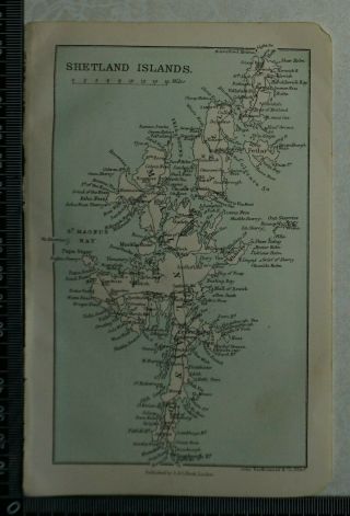 1892 Vintage Bartholomew Map Of The Shetland Isles,  Scotland