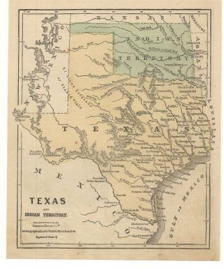 Antique 1873 Map Of Texas And Indian Territory