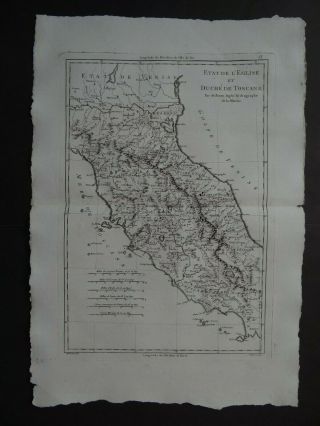 1787 Bonne Desmarest Atlas Map Central Italy - Italie Tuscany Duche De Toscane