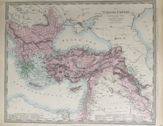 1865 Good Size Antique Sduk / Walker Map Of Turkish Empire In Europe & Asia