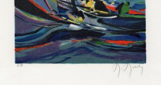 Gorgeous Marcel Mouly Yacht Race Hand Signed Lithograph Framed Artist Proof 4