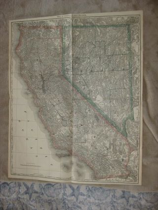 Huge Gorgeous Antique 1883 California Nevada Map San Francisco Diego Railroad Nr