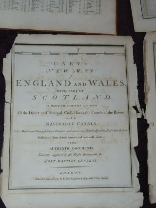 1794 John Cary Map Of England & Wales 20 Sheets & List Of Places Atlas