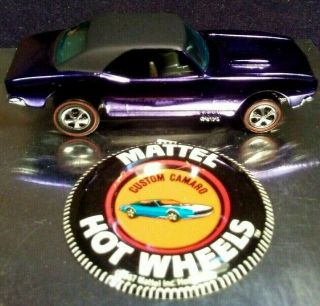 1968 Hot Wheels Redline Custom Camaro Spectraflame Purple W/ Champagne Int