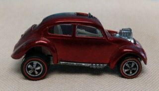 1967 Hot Wheels Redline Custom Volkswagen Red Spectraflame USA Base Orig 7