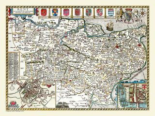Old County Map Of Kent 1611 By John Speed