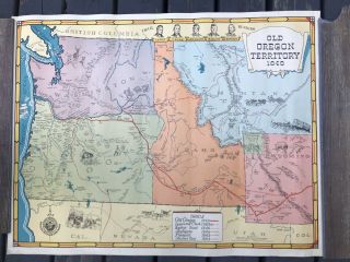 Vintage 1848 Oregon Territory Map Pictorial Lewis & Clark Centennial 1948 Rare