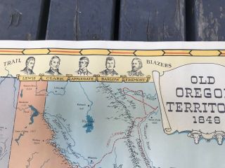 Vintage 1848 Oregon Territory Map Pictorial Lewis & Clark Centennial 1948 Rare 6