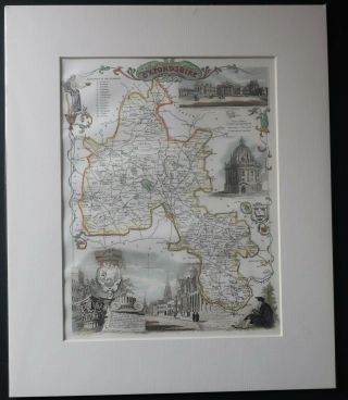 Engraved Plan Of Oxfordshire Circa 1848,  Hand Coloured.  Priced To Clear