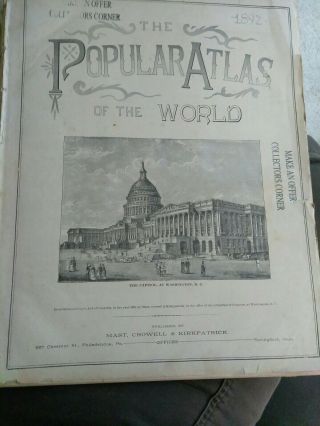 1892 The Popular Atlas of the World by Mast,  Crowell & Kirkpatrick 220pp POOR, 2