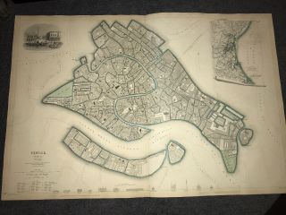 1838 Map Of Venice W.  B.  Clarke B.  R.  Davies Society Diffusion Of Useful Knowledge