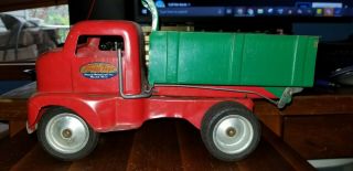 Vintage 1950s Tonka Red And Green Construction Truck With 3 Signs