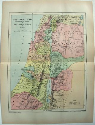 1895 Map Of The Holy Land By W & Ak Johnston.  Ottoman Palestine Antique