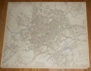 1831 Antique Hand - Colored Map Of Birmingham England City Plan Sduk