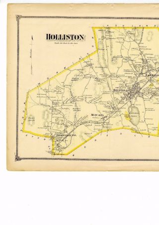 1875 Map of Holliston,  Mass.  from Beers Atlas of Middlesex County w/family names 3