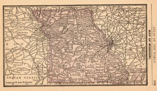 Rare Antique Missouri State Map 1888 Miniature Vintage Map Of Missouri 6408