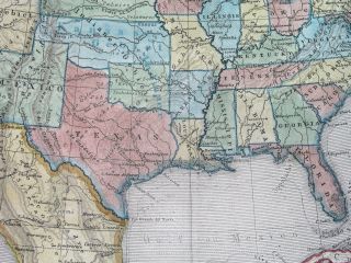 1860 RARE MAP TEXAS UNITED STATES FLORIDA YORK CALIFORNIA GEORGIA 6