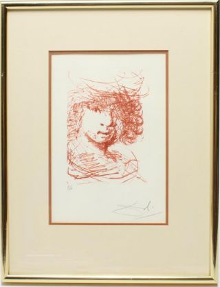 Salvador Dali Hand Signed Etching Rembrandt Van Rijn C.  1968 Immortals