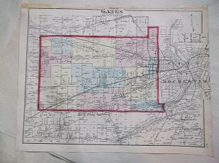 1872 Map Town Of Gates. ,  Ny Hand Color Monroe County Ny