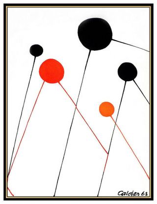 Alexander Calder Large Color Lithograph Balloons Framed Modern Artwork Signed 2