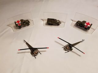 Corgi Us M.  A.  S.  H Army Vehicles Die Cast,  Ambulance,  Jeep,  Helicopter 5 Vehicles