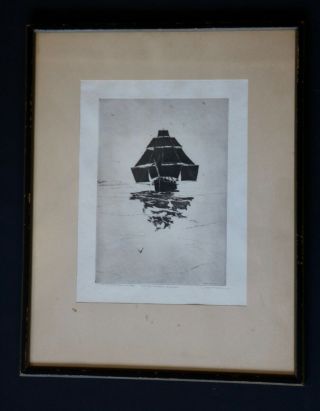 Philip Kappel Pencil - Signed 1927 Drypoint/etching With Stunsails Alow And Aloft