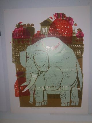 David Weidman Serigraph Edition Of 250 King Elephant 26.  25 X 20.  25 "