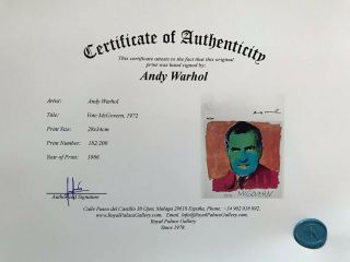 Andy Warhol 1986 Print Hand Signed with Certificate,  Resale $3,  850 8