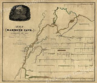 1835 Mammoth Cave National Park Kentucky Cave System Map - 20x24