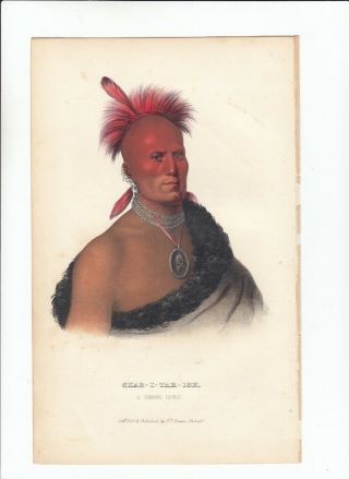 Rare 1848 Mckenney & Hall Hand Colored Octavo Print: Shar - I - Tar - Ish