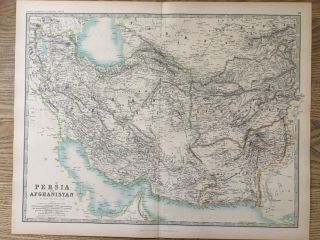 1894 Persia & Afghanistan Large Antique Map By Johnston 122 Years Old