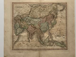 1813 Asia Antique Hand Coloured Map 206 Years Old By J.  H.  Franks