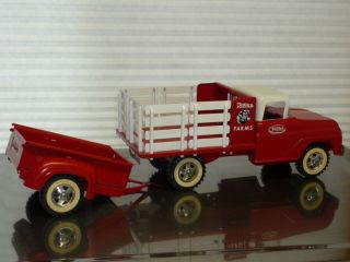 59 ? Tonka Farms Stake Truck And Matching Trailer.  Cond.