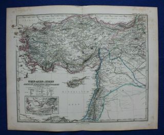 antique map MIDDLE EAST,  TURKEY,  CYPRUS,  SYRIA,  ARMENIA,  Stieler,  1886 2