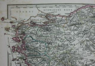 antique map MIDDLE EAST,  TURKEY,  CYPRUS,  SYRIA,  ARMENIA,  Stieler,  1886 4