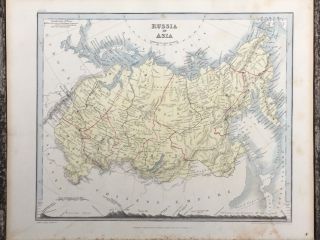 1849 Russia In Asia Antique Hand Coloured Map By John Dower 169 Years Old