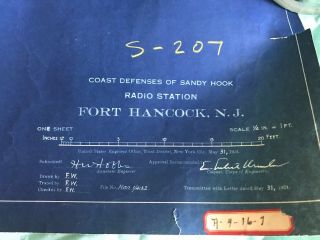 Blue Print 1921 Sandy Hook Radio Station Coast Of Defense Fort Hancock N.  J