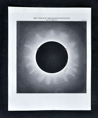 1872 Muller Celestial Map Total Solar Eclipse July 1851 Sun Corona Astronomy
