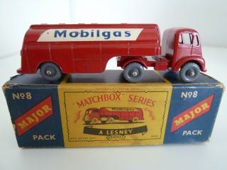 Lesney Moko Major Pack No.  8 Thorneycroft Mobilgas Petrol Tanker Boxed 1961