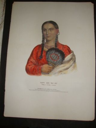 Rare 1838 Mckenney & Hall Hand Colored Folio Print: Rant - Che - Wai - Me