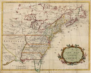 A Map Of North America 1760s Vintage Style Early Us Map - 20x24