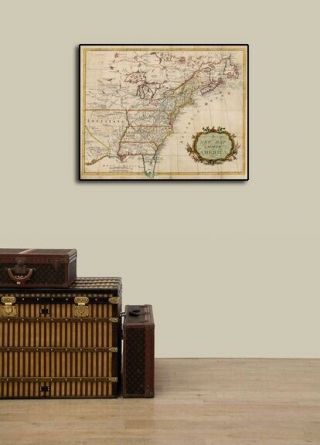 A Map of North America 1760s Vintage Style Early US Map - 20x24 3