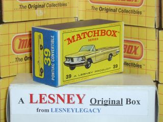 Matchbox Lesney 39b Pontiac Convertible Yellow Type E3 Empty Box Only