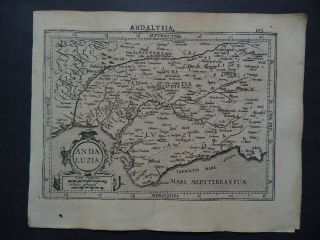 1608 Hondius Mercator Atlas Minor Map Andalusia - Spain - Andaluzia Andalucia