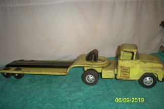 Tonka State Hi - Way Dept 975 Lowboy Semi - Truck 1958 Pressed Steel 26 1/2 " Long