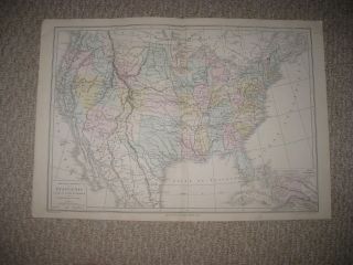 Fine Antique 1874 United States Handcolor French Map Territory Texas California