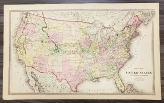 Antique Map Of The United States By: Warner & Beers,  1872